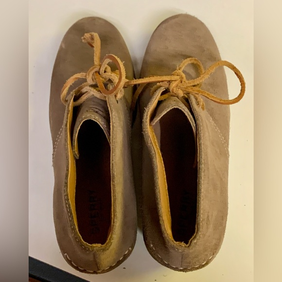 Women’s 7 M Sperry Topsider STELLA Tan Suede Wedge Ankle Boots - Picture 12 of 16